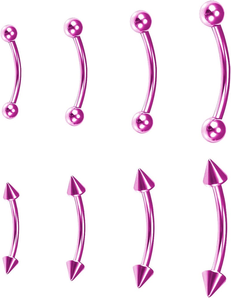 BLISI G23 Solid Titanium Eyebrow Piercing Jewelry, Gokd Black Rose Gold Silver Pink Rainbow Eyebrow Rings 16G Curved Barbell,Tiny Vertical Labret Lip Jewelry Rook Piercing Jewelry for Women and Men - Image 1